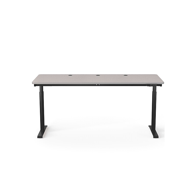 VersaDesk PowerLift 72"W Electric Rectangular Adjustable Standing Desk, Gray/Black (PLSDR7230-BG-APP ) image 1
