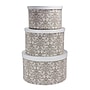 Household Essentials 3-Piece Scallop Print Round Hat Boxes with Faux Leather Lids, Olive/Cream (HH629-1)~#|#~3EB1A5D1-AB9B-4821-923A8281AD230619_sc7