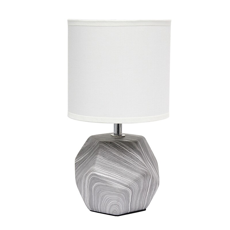 Simple Designs 10.24" LED Table Lamp, Marble Base/White Shade (LT2065-MBL) image 1