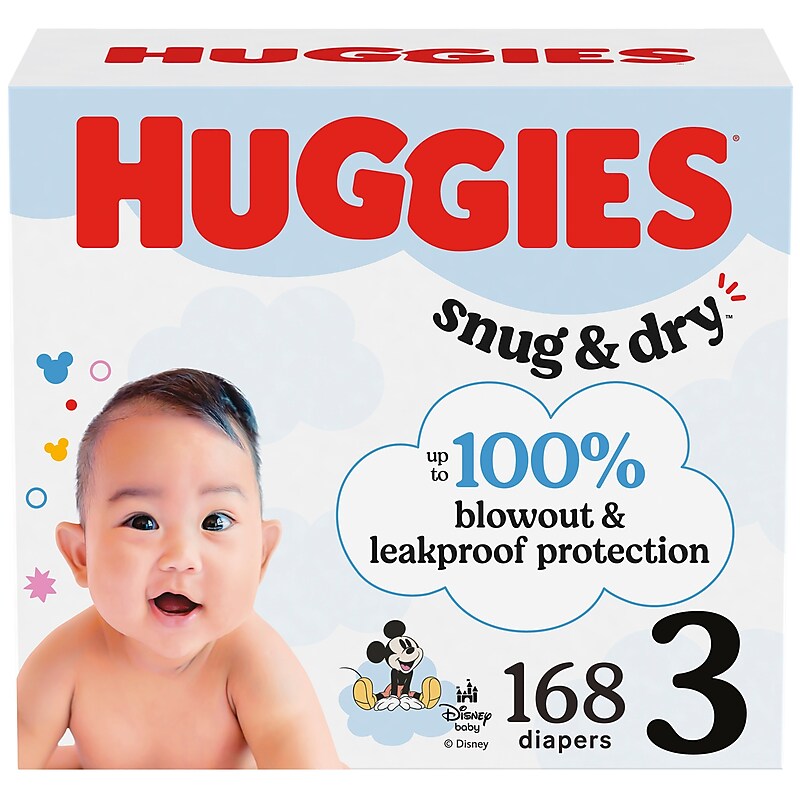Huggies Snug & Dry Baby Diapers, Size 3, 168/Carton (51520/56456) image 1