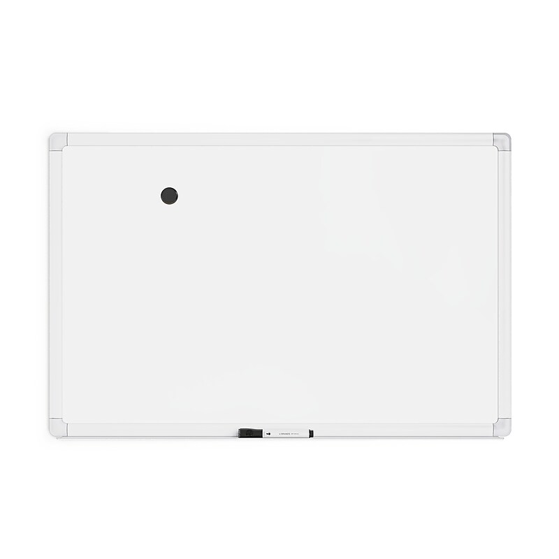 U Brands Magnetic Porcelain Steel Dry-Erase Whiteboard, Aluminum Frame, 3' x 2' (4899U00-01) image 1