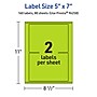 Avery Laser/Inkjet Multipurpose Rectangle Labels, 5" x 7", Bright Green, 160/Box (94258)~#|#~3EBF3EF7-06A2-4E3E-BC5745C4FB155365_sc7