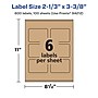 Avery Laser/Inkjet Rectangle Multipurpose Labels, 2-1/3" x 3-3/8", Kraft Brown, 600 Labels/Box ( 94212)~#|#~3EC0B08F-1180-4F98-8A7496098C3B3695_sc7