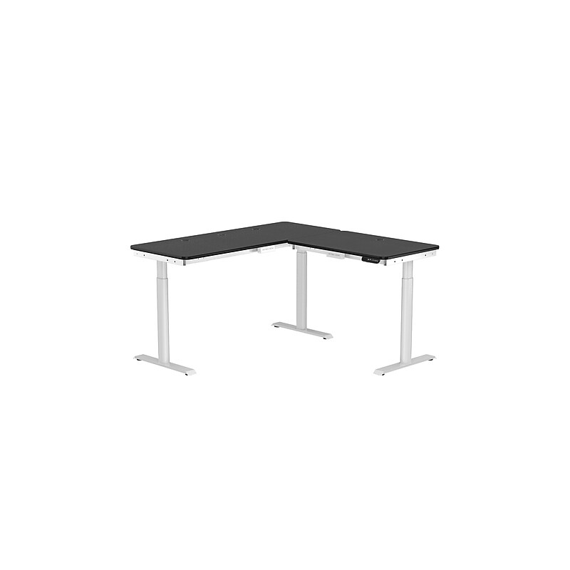 VersaDesk PowerLift 60"W Electric L-Shaped Adjustable Standing Desk, Black/White (PLLSD6060-WB-APP) image 1