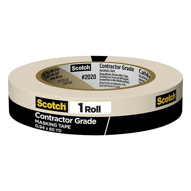 Scotch Masking Tape, 0.94" x 60 yds., Beige (2020-1A-BK) image 1
