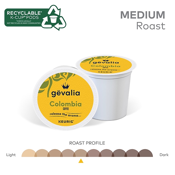 Gevalia Colombia Coffee Keurig K-Cup Pods, Medium Roast, 88/Box