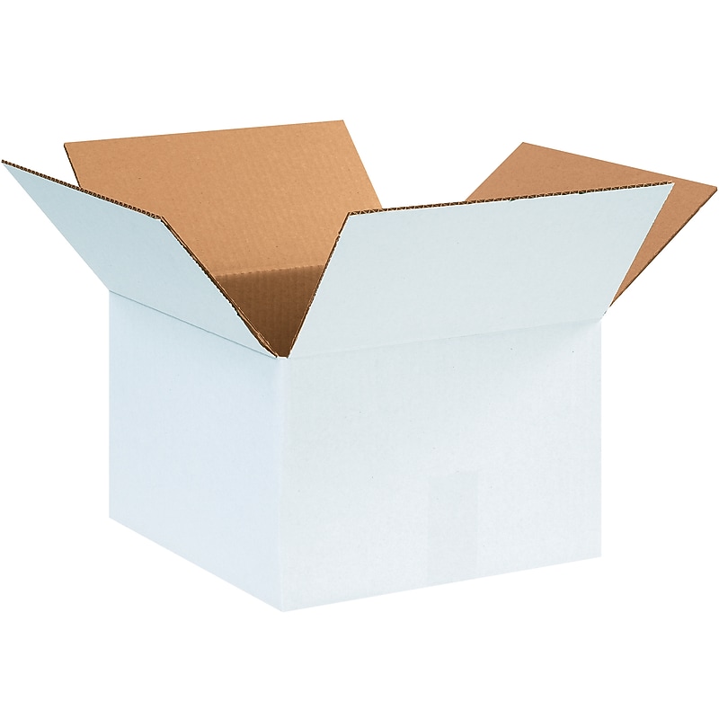 12" x 12" x 8" Shipping Boxes, 32 ECT, White, 25/Bundle (12128W) image 1