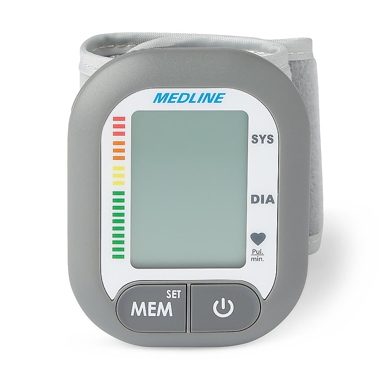 Medline Wrist Blood Pressure Monitor, Gray (MDS4003) image 1