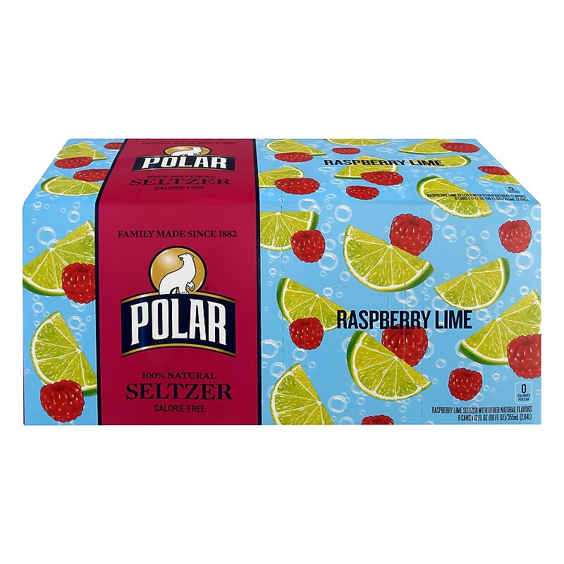 Polar Raspberry Lime Sparkling Seltzer Water, 12 oz., 24 Cans/Box (1000230) image 1
