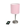 Creekwood Home Oslo Duo 19.5" LED Table Lamp with USB Port, Brushed Steel/Light Pink Shade, 2/Set (CWT-2012-LP-2PK)~#|#~3EDDE312-0D61-4A5A-9A4CC06A2F3BC346_sc7