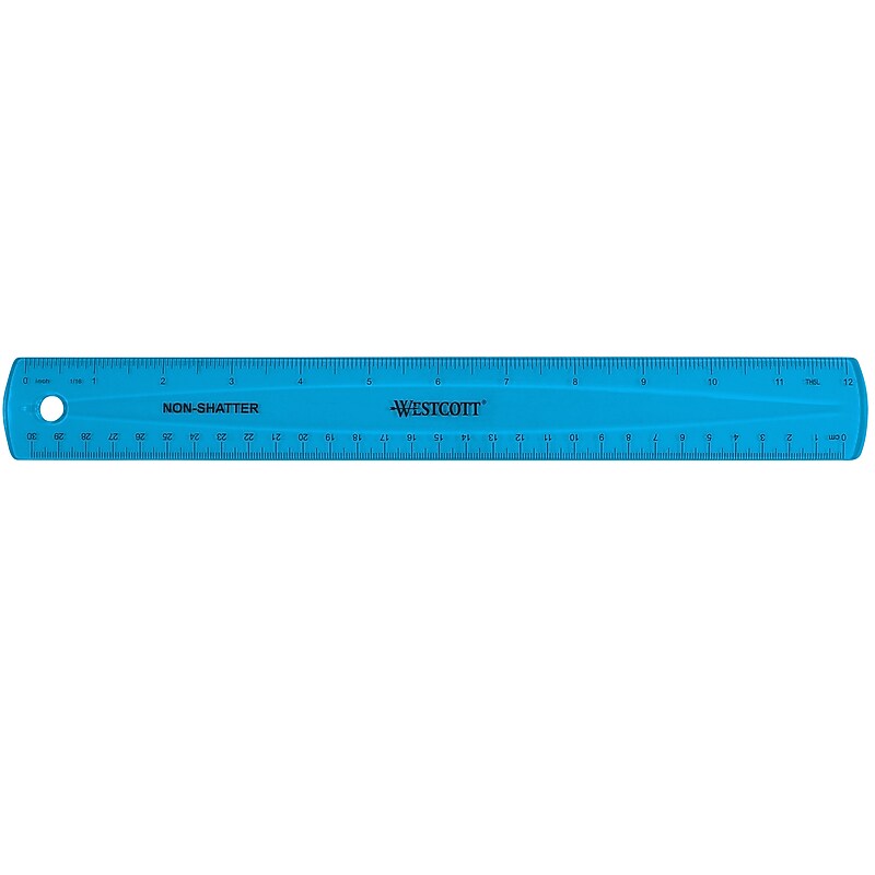 Westcott 12" Plastic Standard Ruler, Assorted, 12/Box (17721) image 1