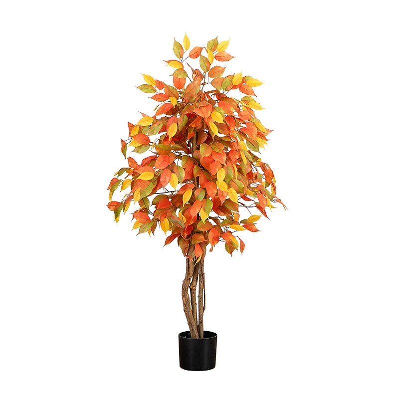 Nearly Natural 3' Autumn Ficus Artificial Fall Tree (T4772) image 1