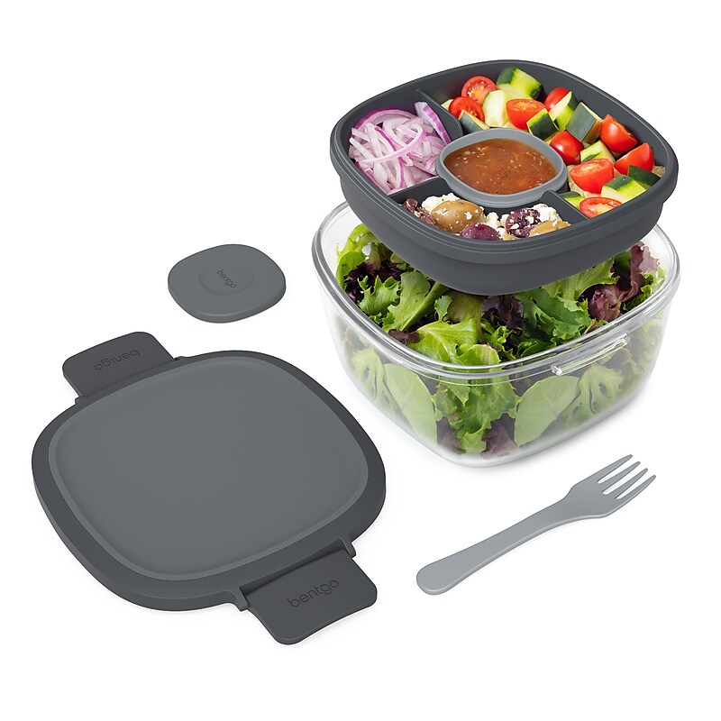 bentgo All-in-One Salad Container, 5-Compartment, Dark Gray, 61 oz. (BGLASSAL-DG) image 1
