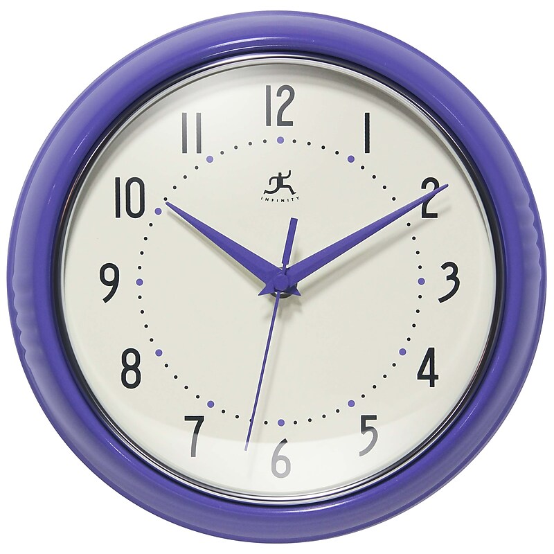 Infinity Instruments Round Retro Periwinkle Wall Clock, Aluminum, 9.5" (10940VP) image 1