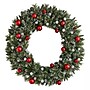 Nearly Natural 4-ft Oversized Pre-Lit Frosted Holiday Christmas Wreath with Ornaments and 40 LED Globe Lights (W1275)~#|#~3EF9107F-30BE-4A43-930968BB610F4C2B_sc7
