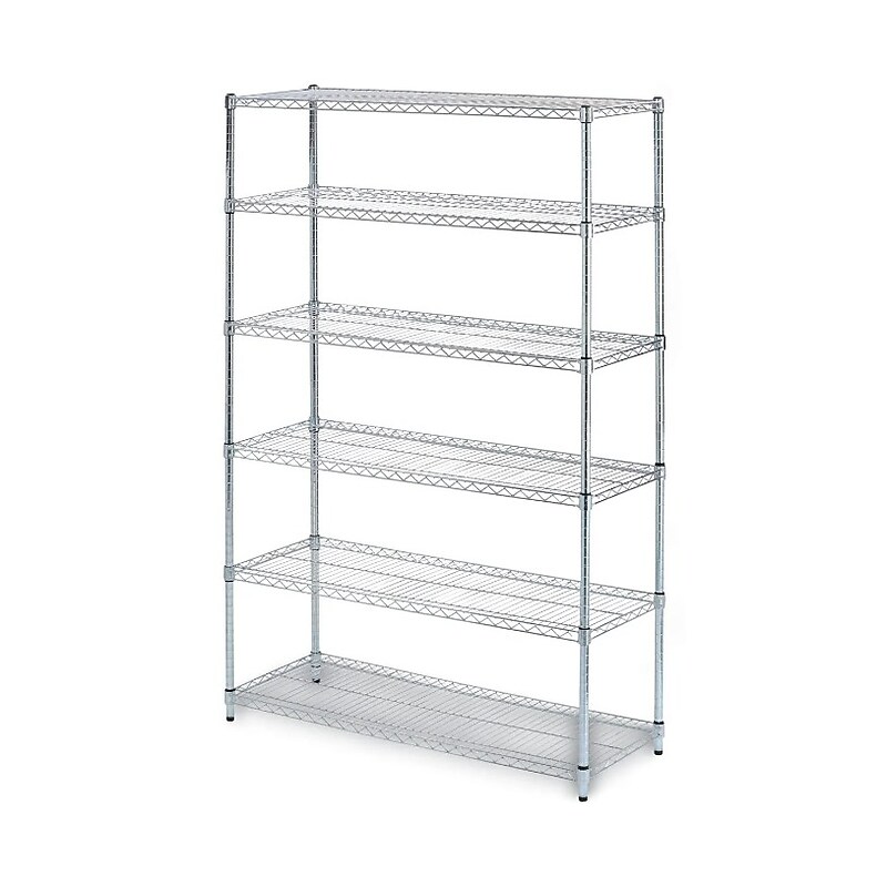 Alera 6-Shelf Commercial Wire Shelving Kit, 72"H x 48"W x 18"D, Silver (ALESW664818SR) image 1