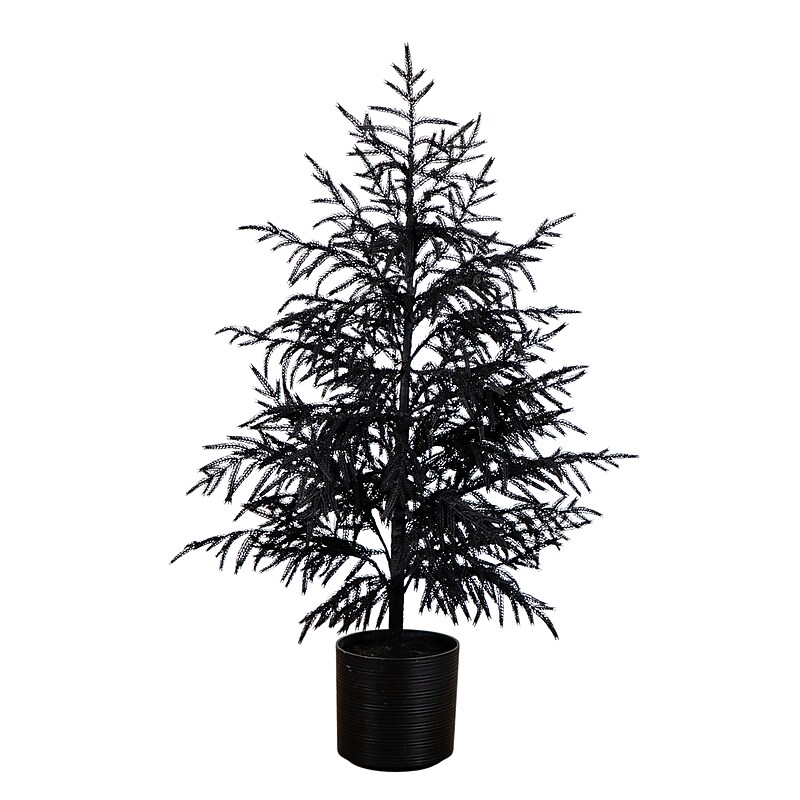 Nearly Natural Artificial Halloween Real Touch Black Norfolk Pine Christmas Tree, 4' (T5242) image 1