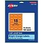 Avery Laser/Inkjet Multipurpose Oval Labels, 1.5" x 2.5", Bright Orange, 180/Pack (94051)~#|#~3F03ADEC-0E41-487C-BC1D30FF0CCBEA87_sc7
