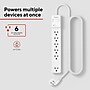 Staples TECH 6-Outlet Surge Protector, 6', 1800 Joules, White (ST62780)~#|#~3F11ECB9-0066-4BD6-BDEBAE101E5F2EB0_sc7