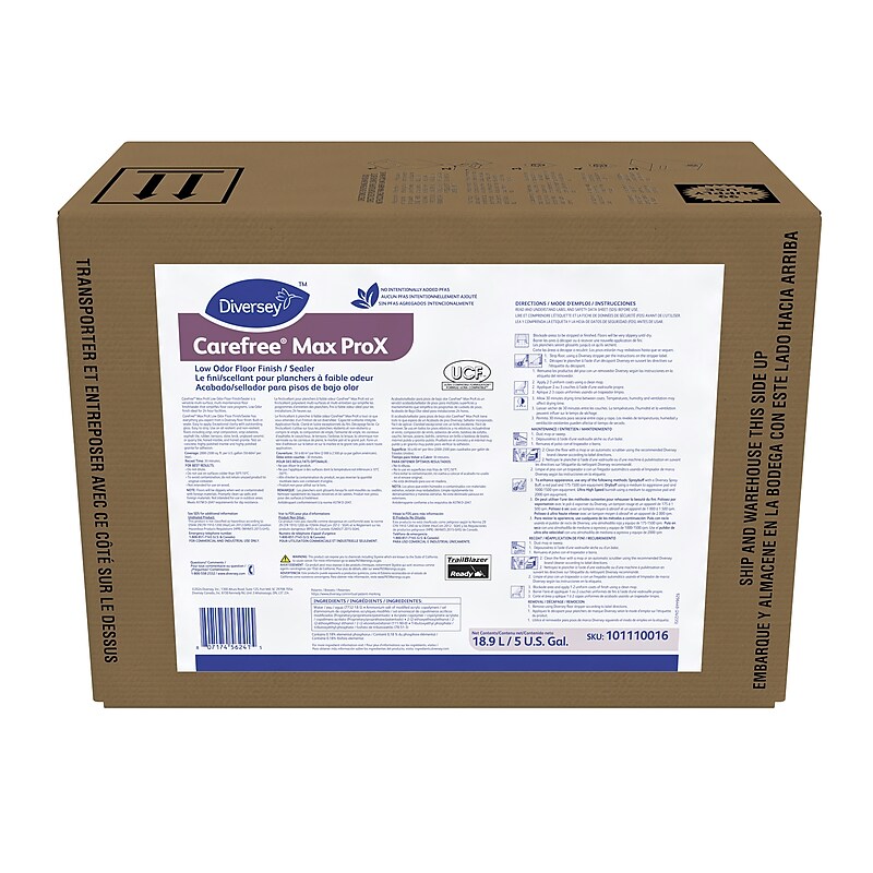 Diversey Carefree Max ProX Low Odor Floor Finish, 5 Gal. (101107563) image 1