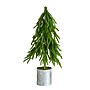 Nearly Natural Artificial Real Touch Down Swept Norfolk Island Pine in Christmas Tin Metal Planter, 20" (T5389)~#|#~3F1BC824-5C5C-49C2-9B7120A4F9EC202B_sc7