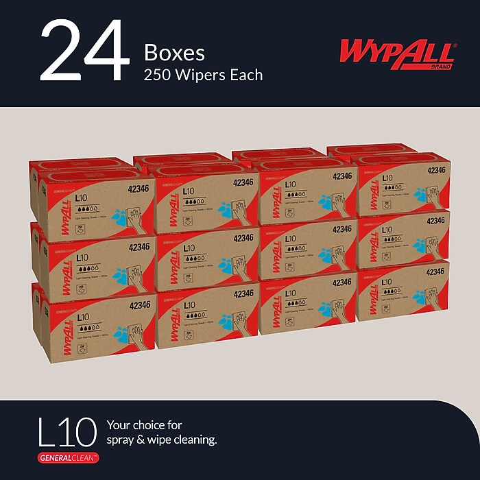 WypAll GeneralClean L10 Fabric Cleaning Wipers, 10.25