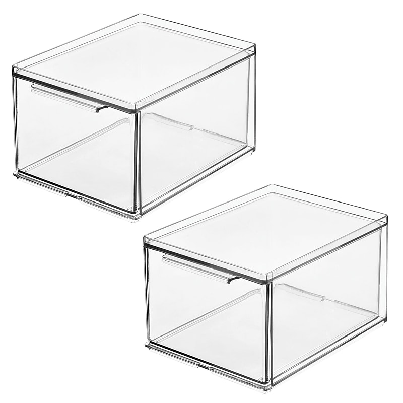 iDESIGN Stackable Storage Drawer, Plastic, Clear, 2/Pack (29202M2) image 1