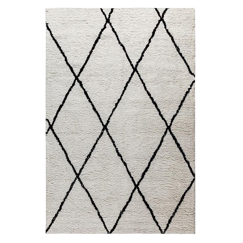 Flash Furniture Roxy Collection 89" x 62" Rectangular Area Rug, Handmade, Polyester, Ivory/Black (RCKJ1810700157) image 1