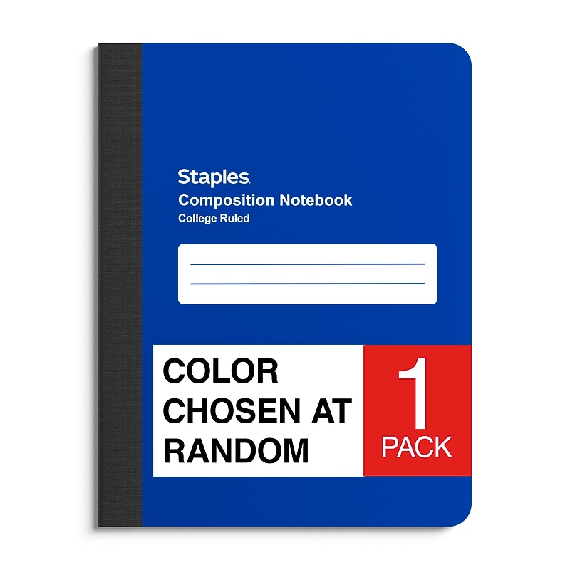 Staples® Poly Composition Notebook, 7.5" x 9.75", College Ruled, 80 Sheets, Color chosen at random (ST54889) image 1