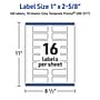 Avery Laser/Inkjet Rectangle Multipurpose Labels, 1" x 2-5/8", White, 160/Pack (S00D1T)~#|#~3F38E662-E3D8-4A48-A09B943E93DBD5A5_sc7