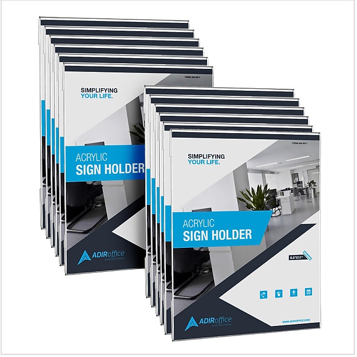 AdirOffice Wall Mount Sign Holder, 8.5