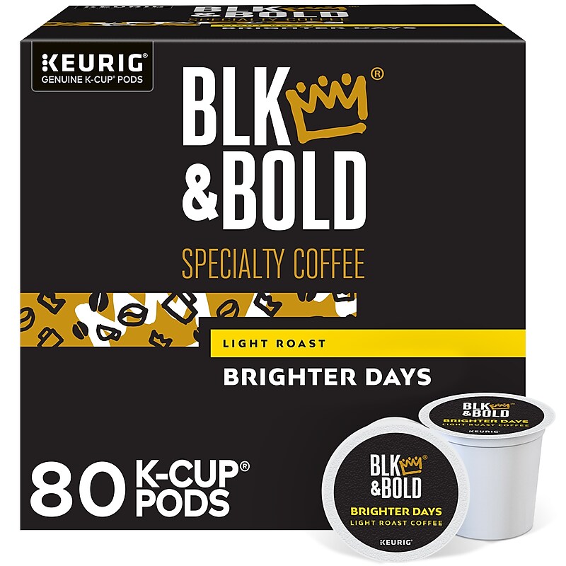 BLK & Bold Brighter Days Coffee Keurig K-Cup Pod, Light Roast, 80/Carton (5000372406CT) image 1