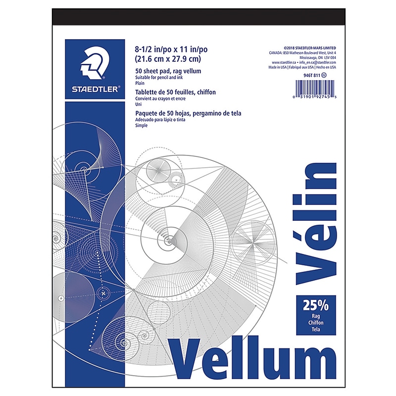 Staedtler Vellum Tracing Paper, 8.5" x 11", White, 50 Sheets (946T 811 O2) image 1