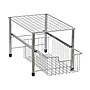 Household Essentials Free Standing Single Basket Sliding Cabinet Organizer with Metal Frame, Silver (HH1237-1)~#|#~3F3E4B2F-2139-4DDE-A8B6346689FD2C40_sc7