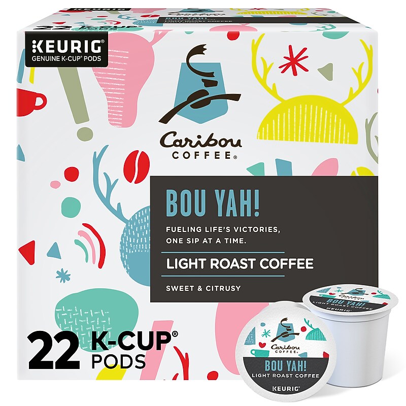 Caribou Coffee Bou Yah! Coffee Keurig® K-Cup® Pods, Light Roast, 22/Box (5000368779) image 1