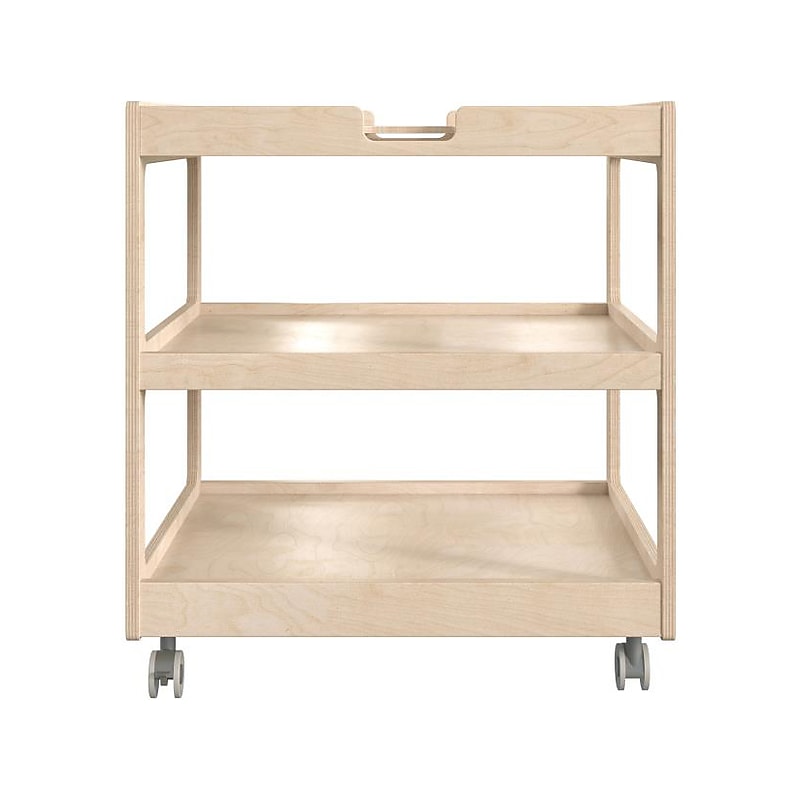 Flash Furniture Bright Beginnings Mobile 2-Section Storage Cart, 26.5"H x 23.5"W x 23.5"D, Brown (MK-ME14795-GG) image 1