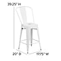 Flash Furniture Kai Indoor-Outdoor Counter Height Stool with Removable Back, White with Gray Seat (CH3132024GBWP2G)~#|#~3F5B6E77-2FB1-4675-A02B936739E481F4_sc7
