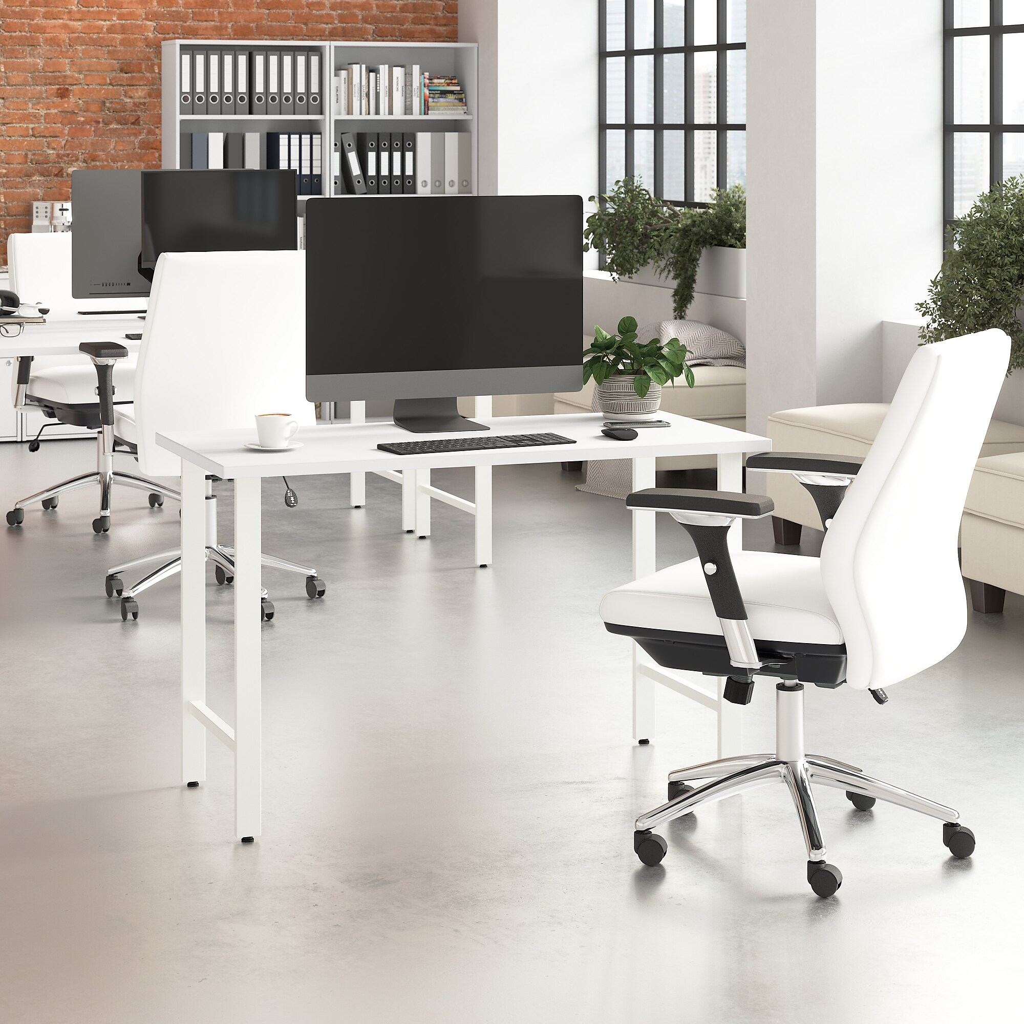 Bush Business Furniture Hustle 48W x 24D Computer Desk with Metal Legs, White (HUD148WH) Sansujyuku sansujyuku.com