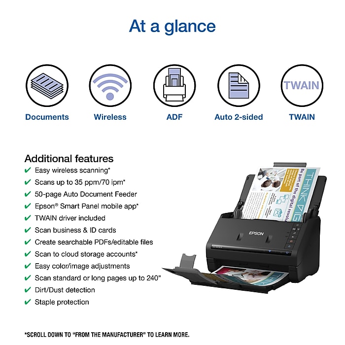 【開封のみ未使用品】EPSONTM-20ⅡBluetoothインタフェイスモデル WorkForce ES-200 Portable Duplex Document Scanner with ADF