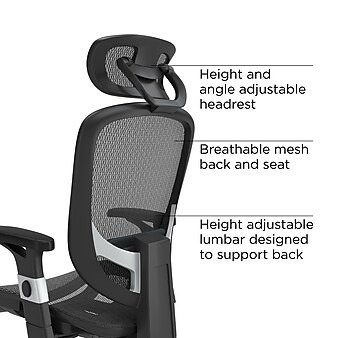 Union & Scale™ FlexFit™ Hyken Ergonomic Mesh Swivel Task Chair, Black (UN59460)
