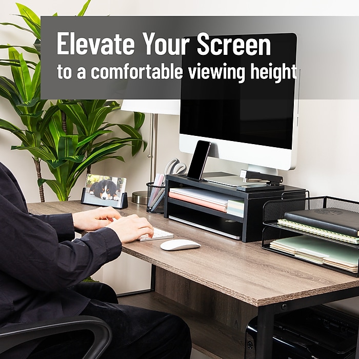 Mind Reader Monitor Stand with Phone Slot and Storage Shelf