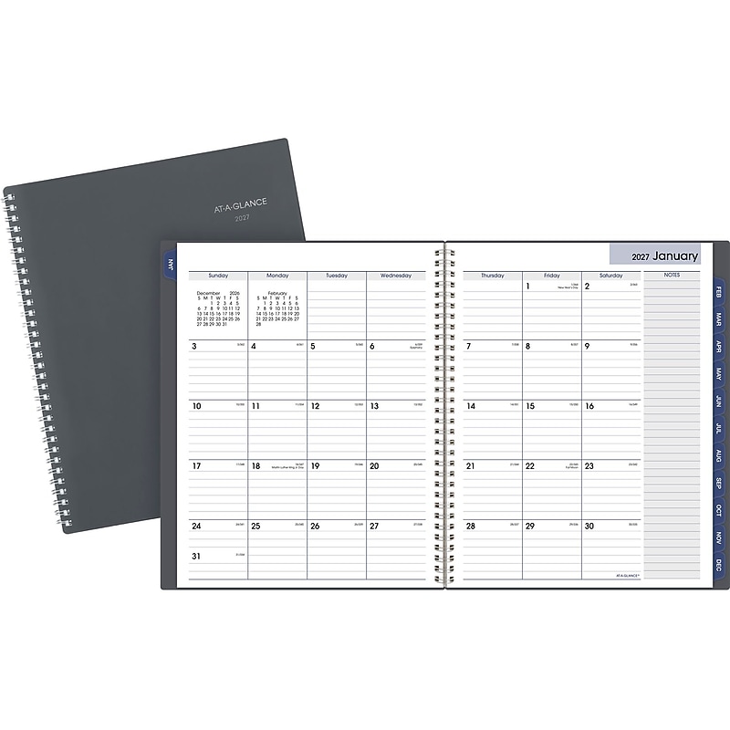 2027 AT-A-GLANCE DayMinder 8.5" x 11" Weekly & Monthly Appointment Book, Plastic Cover, Gray (GC520-07-27) image 1