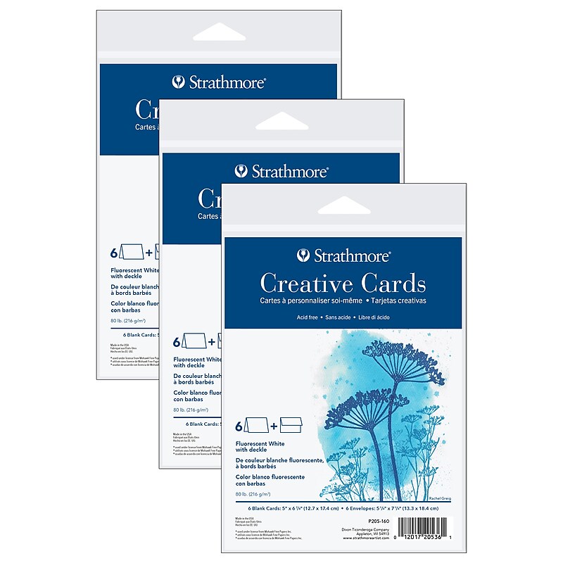 Strathmore Creative Cards & Envelopes, 6.875" x 5", White, 6/Sheets, 3/Bundle (STTP205160-3) image 1