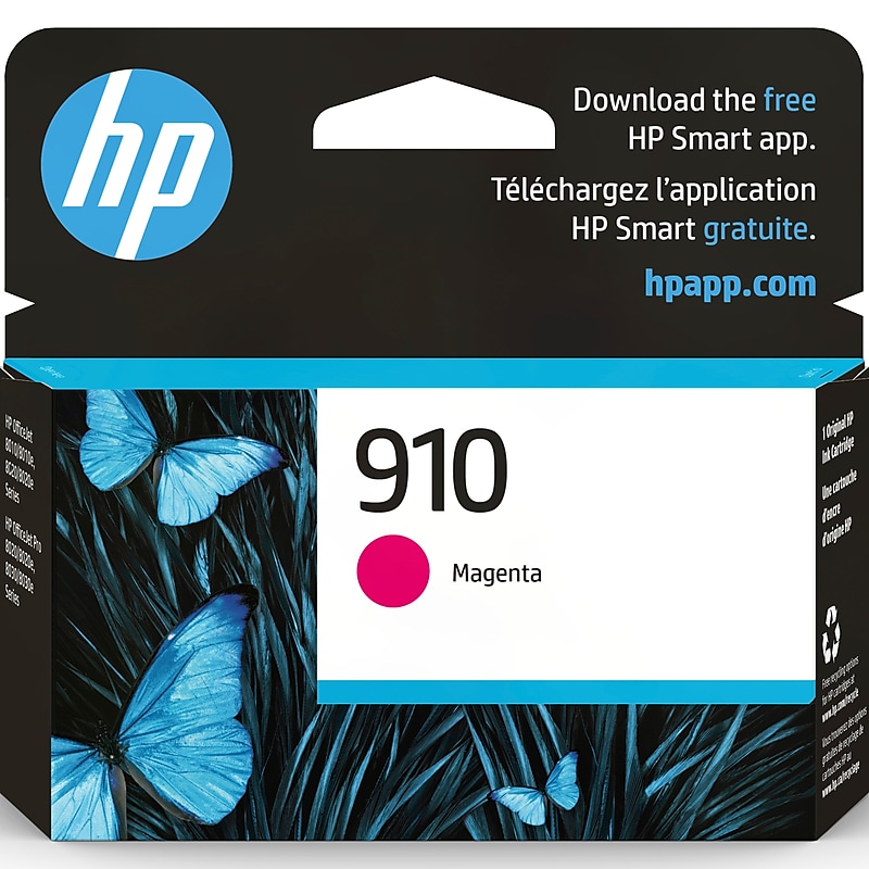 HP 910 Magenta Standard Yield Ink Cartridge, Prints Up to 315 Pages (3YL59AN#140) image 1