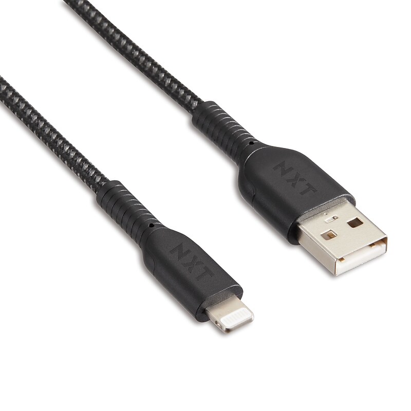 NXT Technologies™ 4 Ft. Braided Lightning to USB Cable, Black (NX54354) image 1