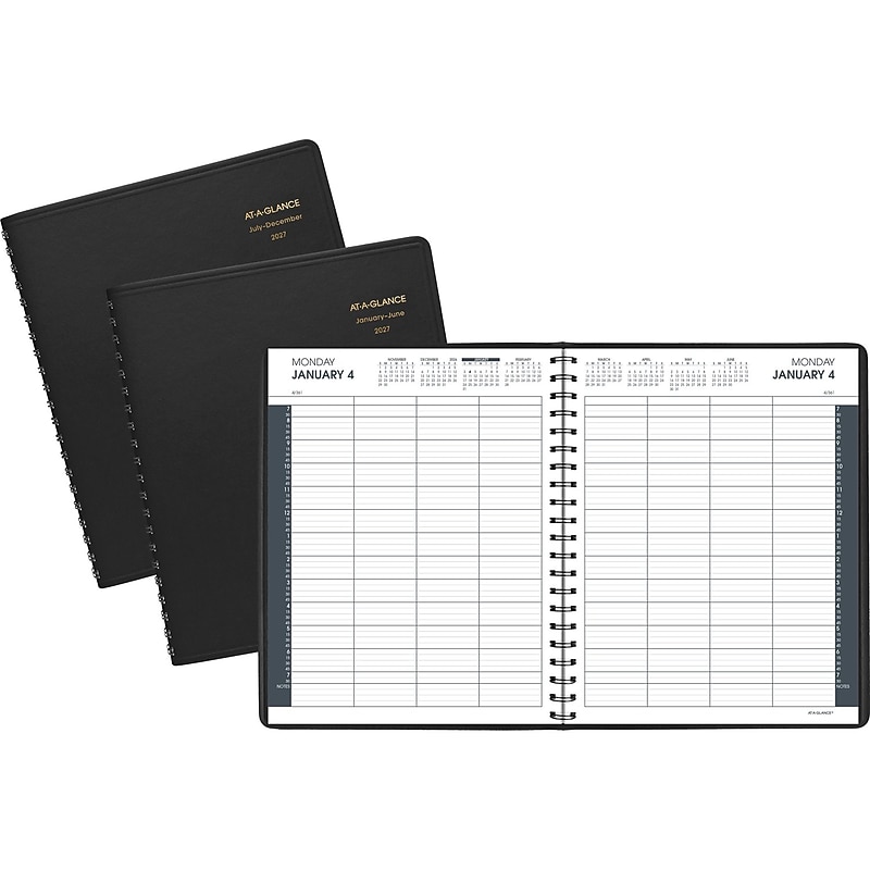 2027 AT-A-GLANCE 8.5" x 11" Calendar Year Daily Appointment Book, Faux Leather Cover, Black, 2/Set (70-212-05-27) image 1