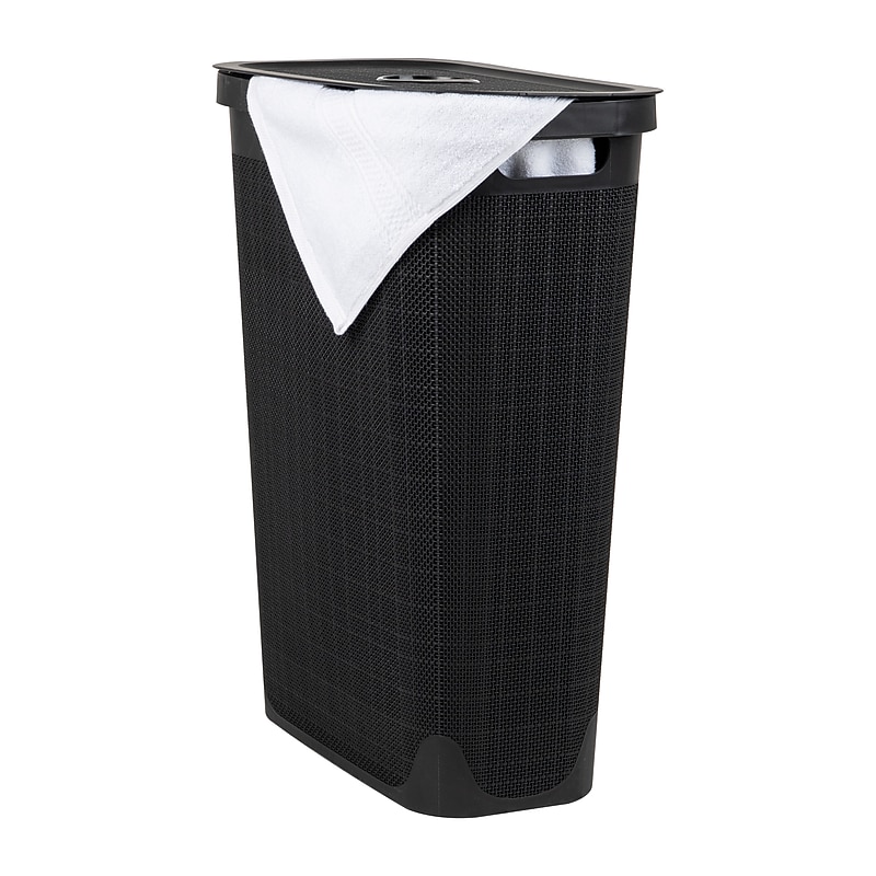 Mind Reader 10.57-Gallon Hamper with Lid, Plastic, Black (40FABHAMP-BLK) image 1