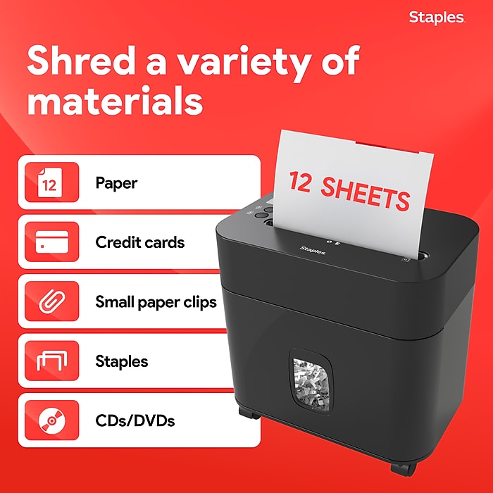 Staples 12-Sheet Micro-Cut Multi-Media Shredder (ST62152) | Staples