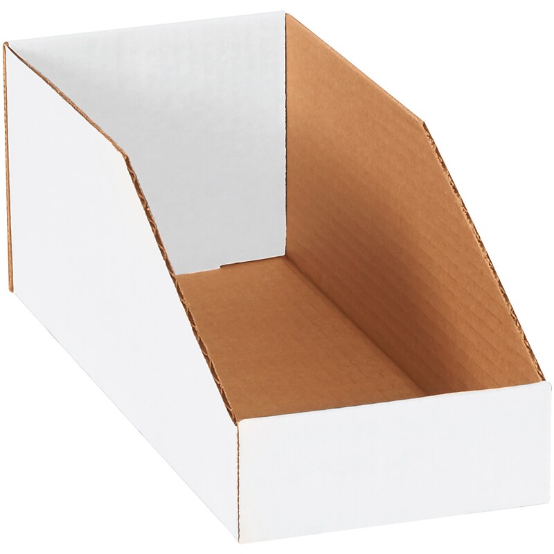 Partners Brand Small Folding Corrugated Storage Bin, 12" x 4.5"x 5", White, 50/Bundle (BINMT512) image 1