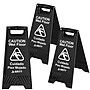 Gritt Commercial Safety "Caution Wet Floor" A-Frame/Sandwich Board Sign, 24"H, Black, 3/Pack (GRI184-BLK-3PK)~#|#~3F8E3FC9-9FCC-4D0C-BD3B7AC820145BCD_sc7